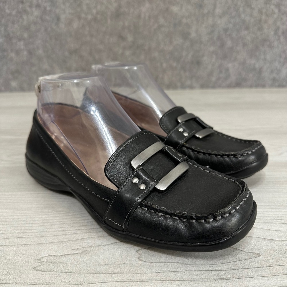 Naturalizer Loafers Women‎ 6.5 Blk Certainly Leather Buckle Slip On Comfort Shoe